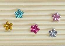1.5g Pack of Small (6mm) Flower Rhinestones - Assorted Colours