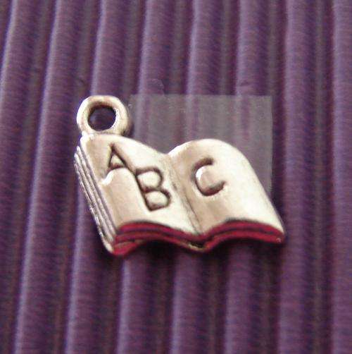 Metal School Theme Charm / Embellishment - BOOK, 12mm x 10mm