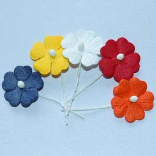 Packet of 16mm Flower Embellishments, Mixed Colours  (5 Pieces per Pack)