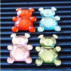 Pack of 15mm Teddybear Rhinestones, Assorted Colours (20 Pieces per Pack)