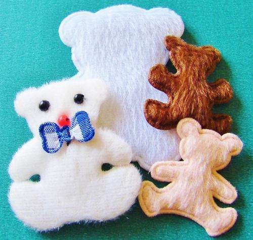 Set of Fabric Teddies - Assorted Colours and Sizes (5 Pieces per Set)