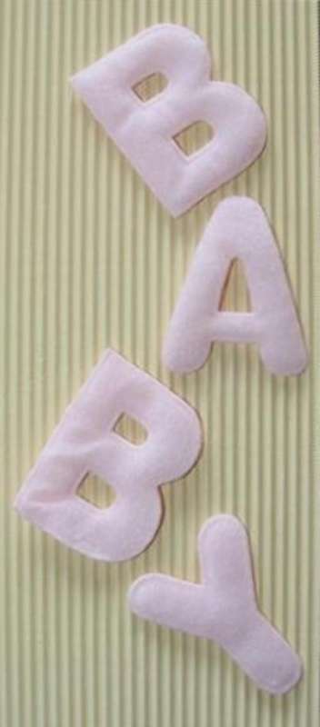 BABY Word Embellishment, Pink Fabric - Large Letters (48mm x 37mm each)