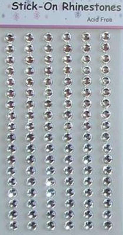Sheet of 4mm Round Silver Stick-On Rhinestones