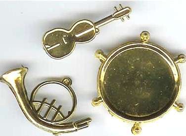 HUGE SALE - 50% OFF - MINIATURE MUSICAL INSTRUMENTS - GOLD COLOURED PLASTIC