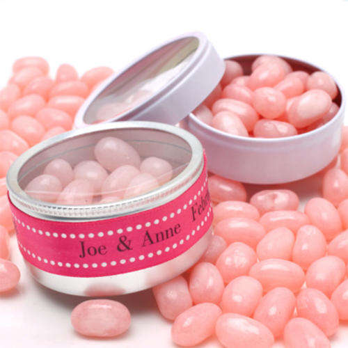 ALUMINIUM WEDDING FAVOUR TINS WITH CLEAR TOPS