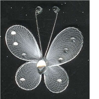 45mm x 45mm White Diamante Butterfly
