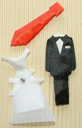 Fabric Wedding Embellishments (Gown, Suit and Tie)