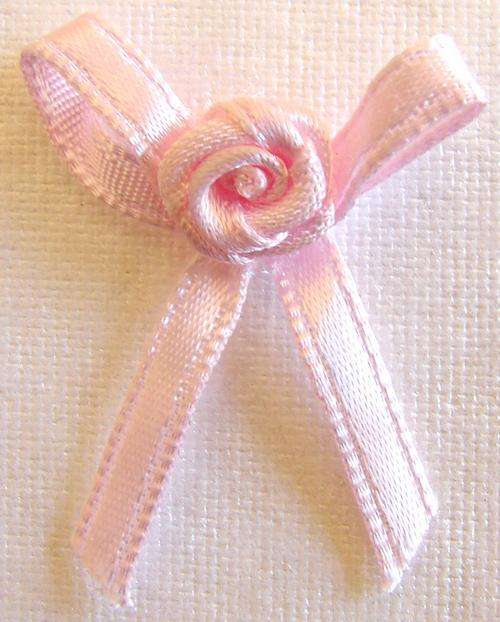 20mm Pink Fabric Rose Bow (6 Pieces)
