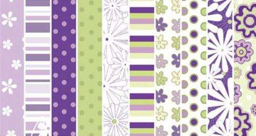 Decorative Co-ordinated Lilac Paper Sheets  10 Pages  10 Different Designs