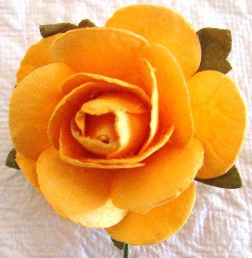 25mm Yellow Paper Rose with Wire Stem