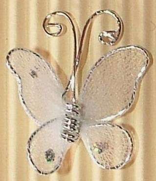 20mm White Mesh Butterfly