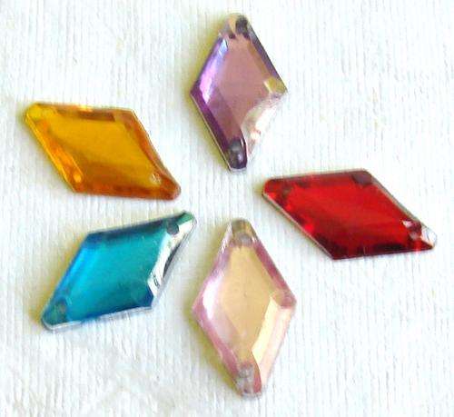 18mm x 10mm Diamond shaped Rhinestones - Assorted colours - Pack of 10 Pieces