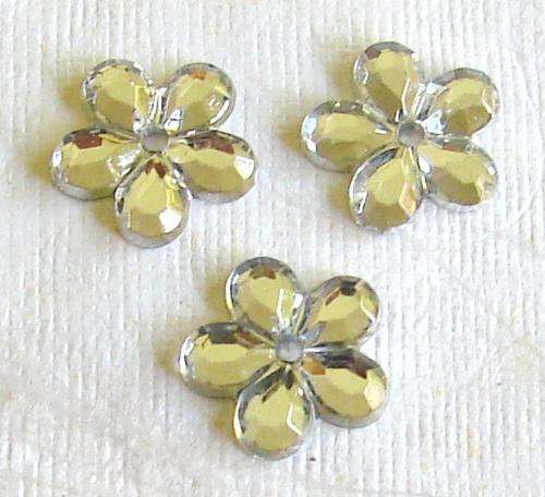 Rhinestones, SILVER FLOWERS, 11mm (20 Rhinestones per Pack)