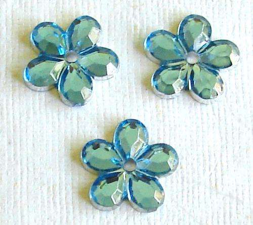 11mm Blue Flower Rhinestones - Pack of 10 Pieces