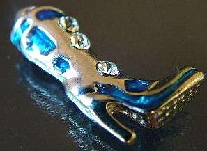 20mm Silvertone & Turquoise Cowboy Boot Charm - Small and Pretty