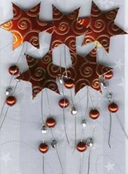 Red & Gold Star Embellishment with Beaded Wire â 6 Pieces