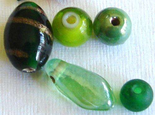 Indian Glass Green Bead Mix - Pack of 45 Pieces