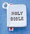 Bible with Cross - 3-D - Silver Plated Charm, 15mm x 11mm (MANY OTHER CHRISTIAN CHARMS AVAILABLE)