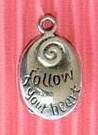 "FOLLOW YOUR HEART" Charm, Metal, Antique Silver, 20mmx14mm (Sold Individually)