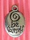 "BE YOURSELF" Charm, Metal, Antique Silver, 20mmx14mm (Sold Individually)