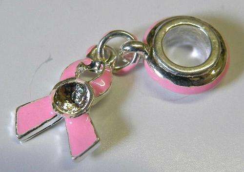 Bow Pendant/Charm, Pink with Silver base colour, 15mmx11mm (Sold individually)