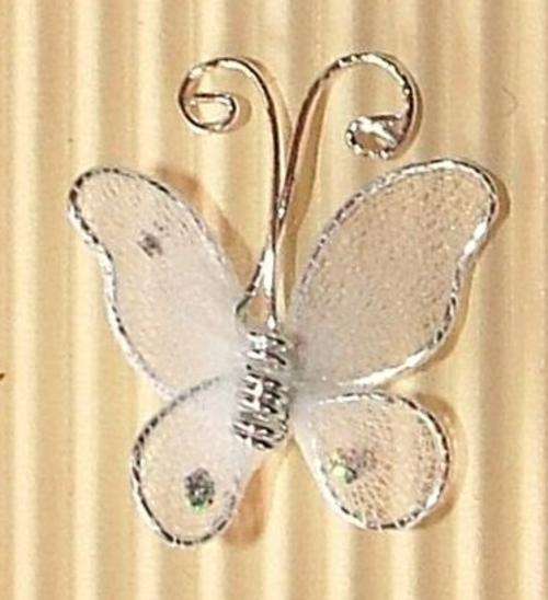 20mm White Mesh Butterfly