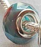 14x8mm Crystal Faceted Bead, Turquoise, Silver Plated Core insert, 5mm Hole, Fits Pandora bracelet