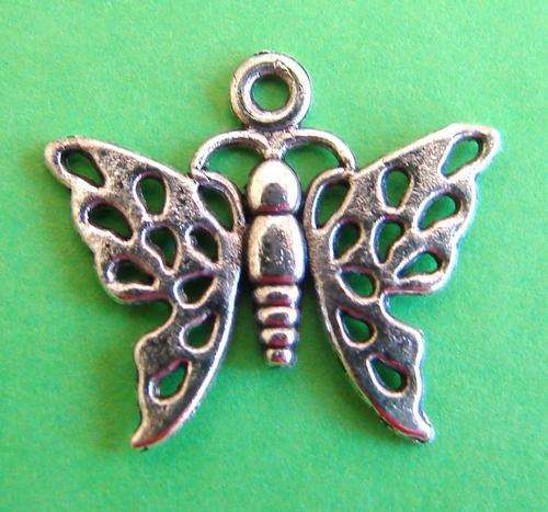 BUTTERFLY Charm, Silver colour, 17.4mm