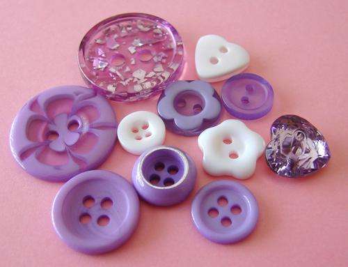 LILAC and WHITE Button Assortment (Minimum 25 Pieces)