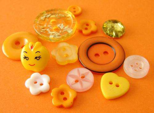 YELLOW, ORANGE and WHITE Button Assortment (Minimum 25 Pieces)