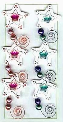 Card Toppers- Star with Rhinestone & Wire Twirls (6 Pieces on Backing Card)
