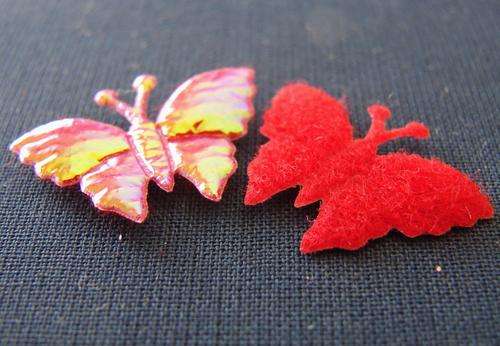 20mm Red Sparkling Butterfly Paper Embellishments (10 Pieces per Pack)