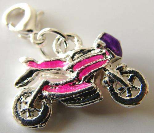 NEW - 28mm Motorbike Charm with Clasp (Assorted Random Colours - See all Colours Available Below)