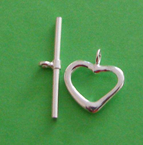 Sterling Silver 12/22mm Heart Toggle & Clasp
