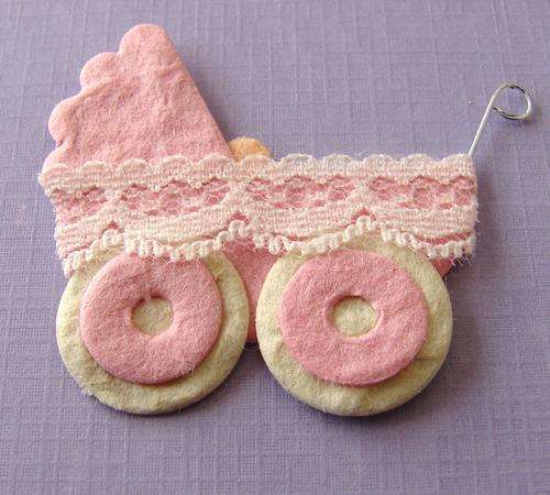 40mm x 45mm Pink Pram Mulberry Paper Embellishment