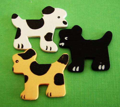 Wooden Puppy Embellishments - Random Assorted Colours and Sizes