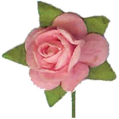 15mm Pink Mulberry Paper Roses (Sold in Pack of 10 Roses)