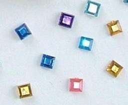Small (4mm) Square Rhinestones - Assorted Colours (Sold in Pack of 50 Pieces)