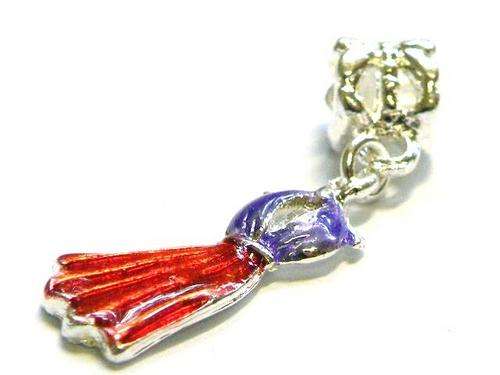22mm Red & Purple Enamel Dress Dangle Charm - Fits Euro & Similar Style Bracelets