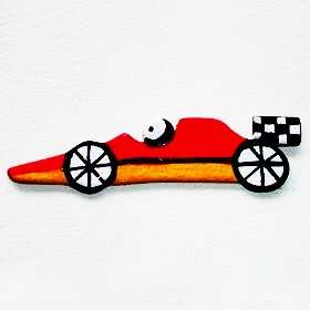 Red Racing Car Cut-out, Height 2cm, Length 6.5cm, Thickness 2mm