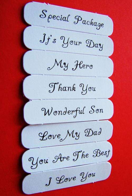 45mm x 10mm Acid Free Die-Cut Assorted Message Tags No. 1 (Sold in Pack of 8 Tags)