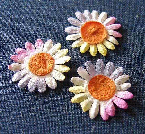 16mm Multi-Colour Mulberry Paper Miniature Flower Embellishments (Sold in Pack of 10 Flowers)