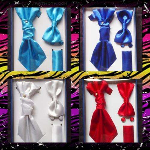 Mens Tie, Bow, Cuff and Hanky Combo