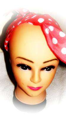 Red Polka Dot  Diamante Hair Scarf