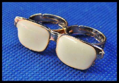 White Sunglasses Adjustable Double Ring