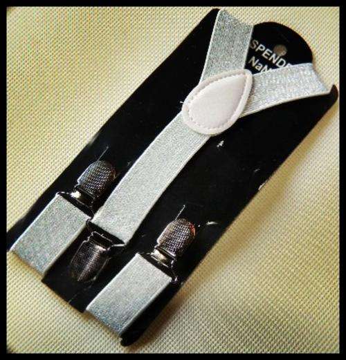 Kiddies/Baby Suspenders White/Silver