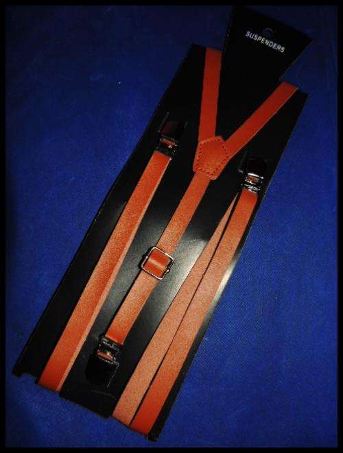 Tan LeatherLike Suspenders