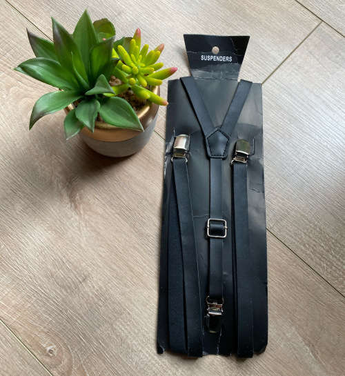 Black Leather Faux Suspenders Kids