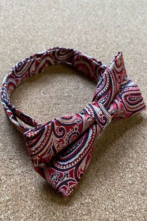 Red, Cream & Black Paisley Bowtie