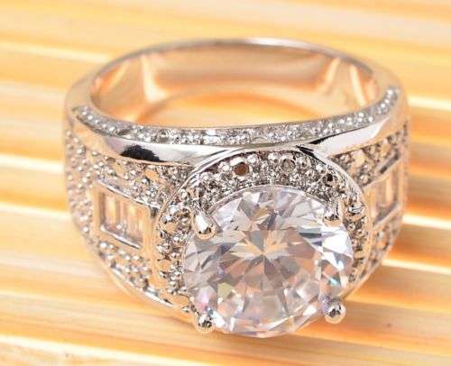 4CT Swarovski Crystal 10KT White Gold filled silver wedding ring